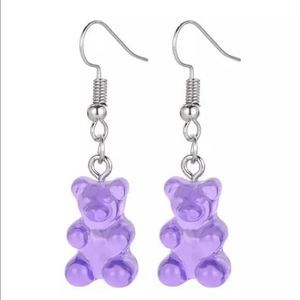 Purple gummy bear earrings